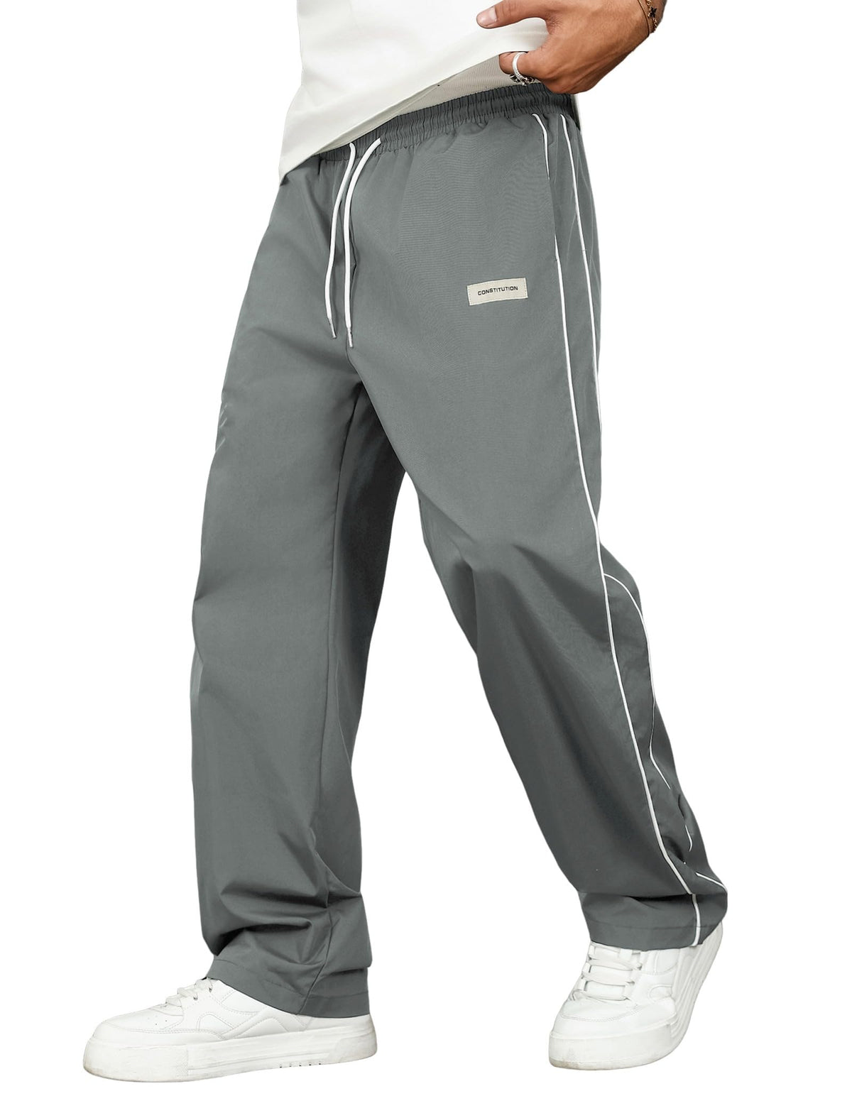 ZAFUL Mens Casual Sweatpants Stripe Drawstring Letter Y2K Baggy Track Pants
