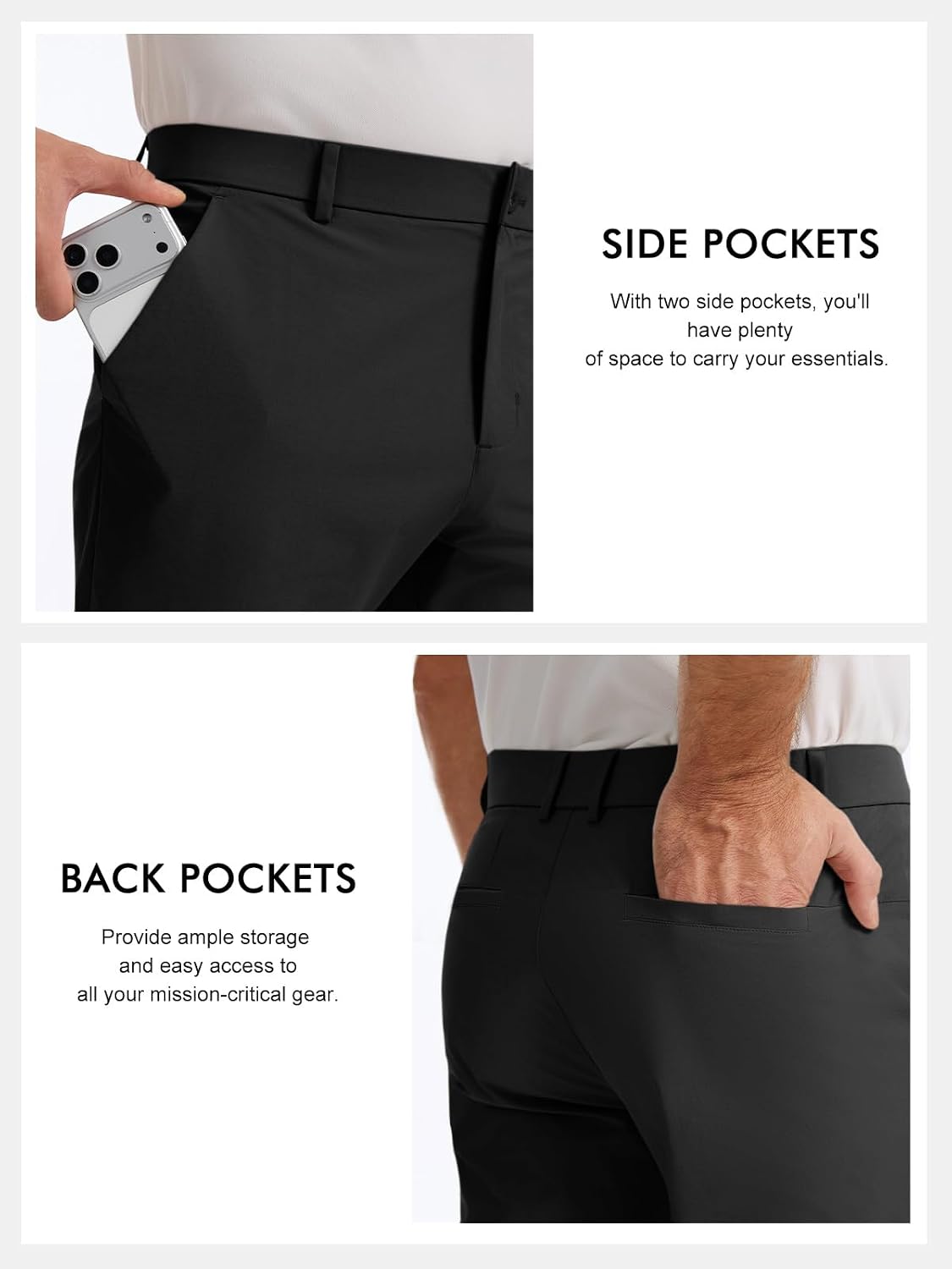 Runcati Mens Stretch Golf Pants 30"/32"/34" Dress Work Slacks