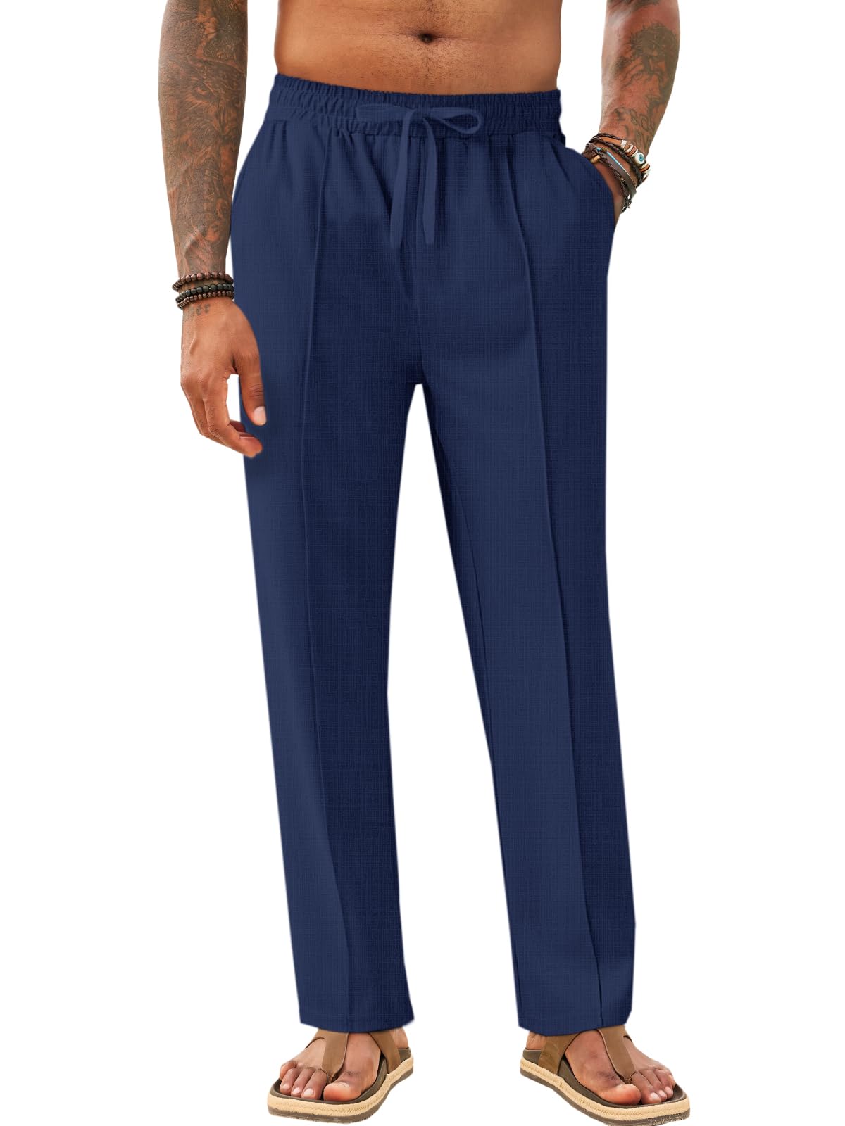 Makkrom Mens Casual Pants Lightweight Summer Beach Dress Pants