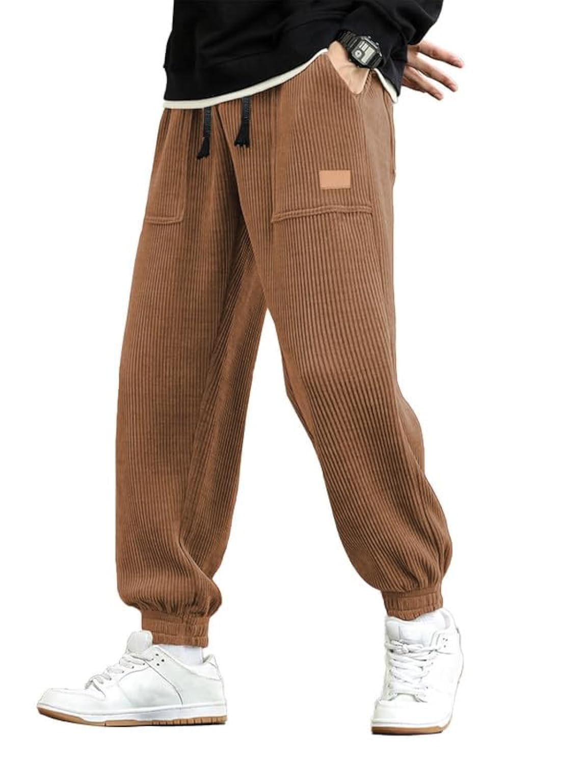 JMIERR Mens Corduroy Drawstring Sweatpants Casual Joggers Relaxed Fit Pants