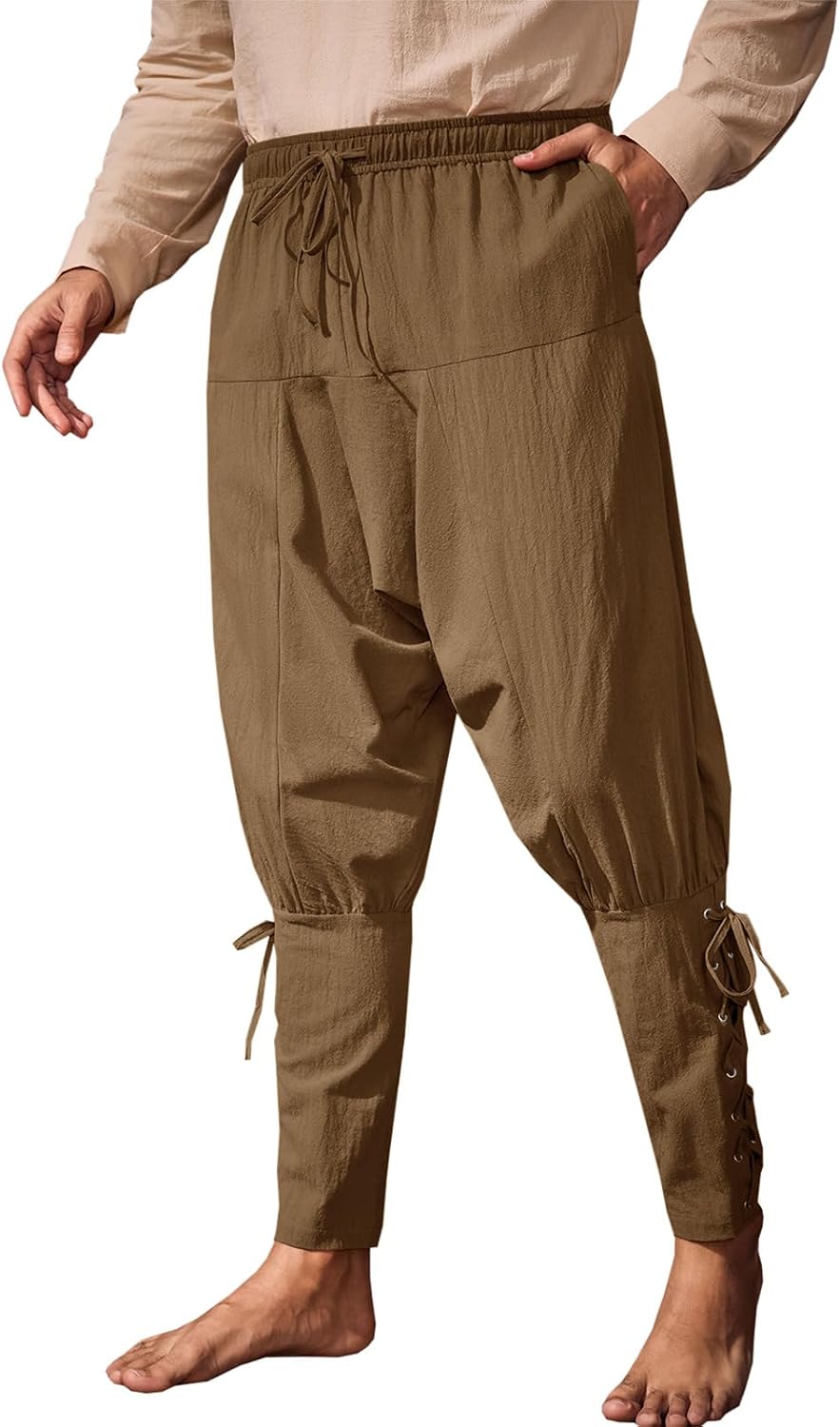 Runcati Mens Medieval Pants Renaissance Viking Pirate Costume Pants