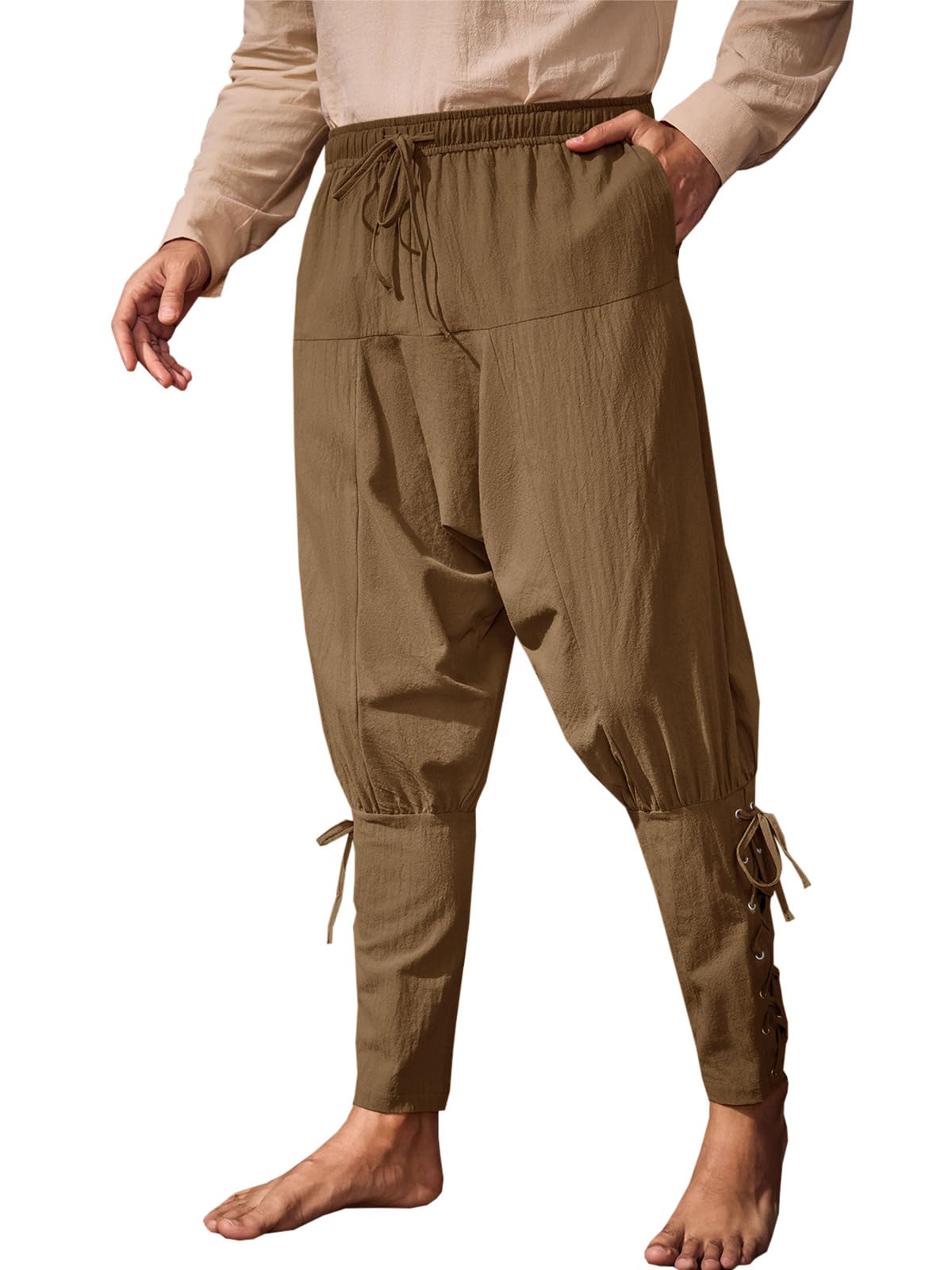Runcati Mens Medieval Pants Renaissance Viking Pirate Costume Pants