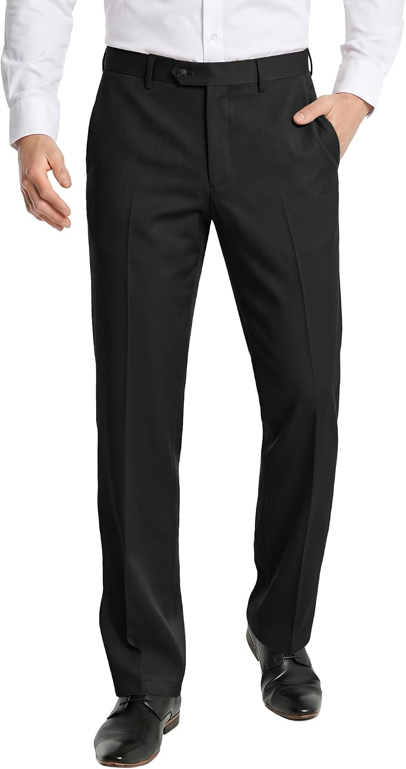 PLEPAN Men's Classic Fit Dress Pants Wrinkle‑Resistant