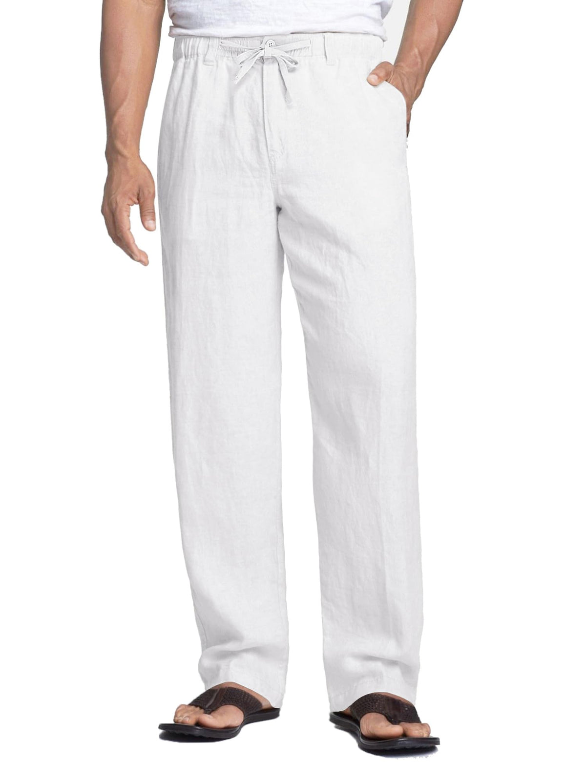 COOFANDY Men's Linen Pants Casual Lightweight Drawstring Beach Summer Pant