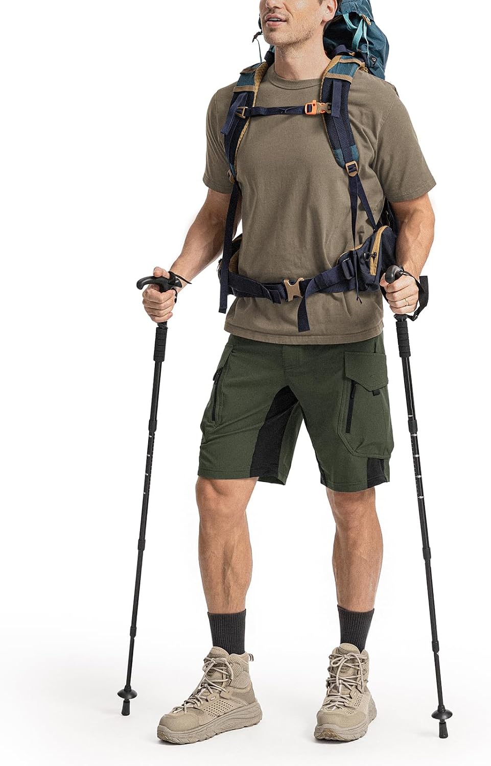 Moosehill Men's Hiking Cargo Shorts: Quick Dry 9 Pockets (Self-Storing)