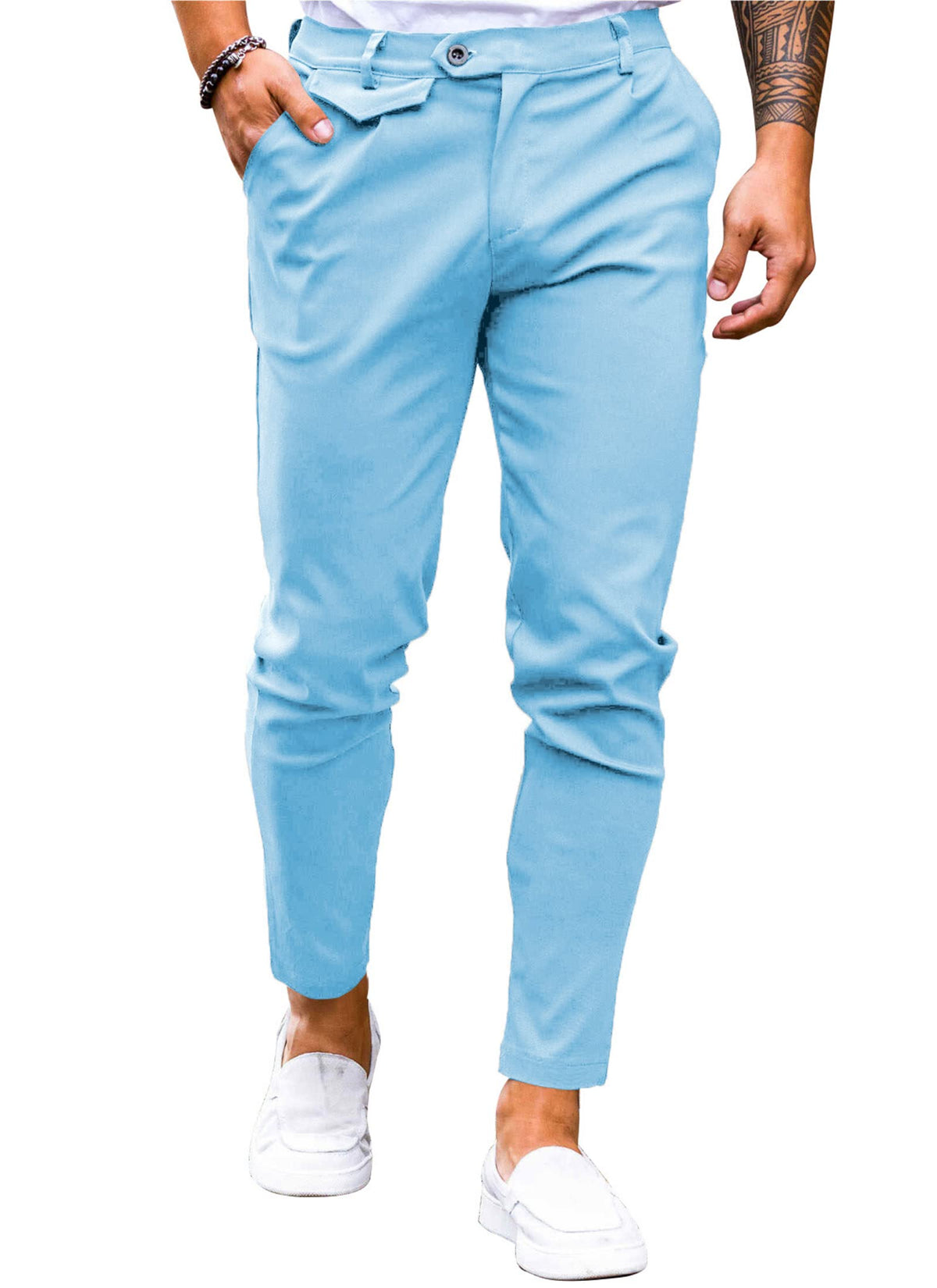 Mens Chinos Slim Fit Pants Stretch Tapered Dress Pant Casual Trousers