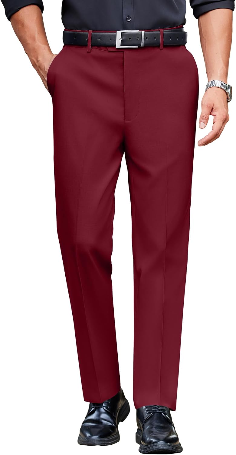 COOFANDY Men Dress Pants Slim Fit Expandable Waist Suit Pant Casual Slacks