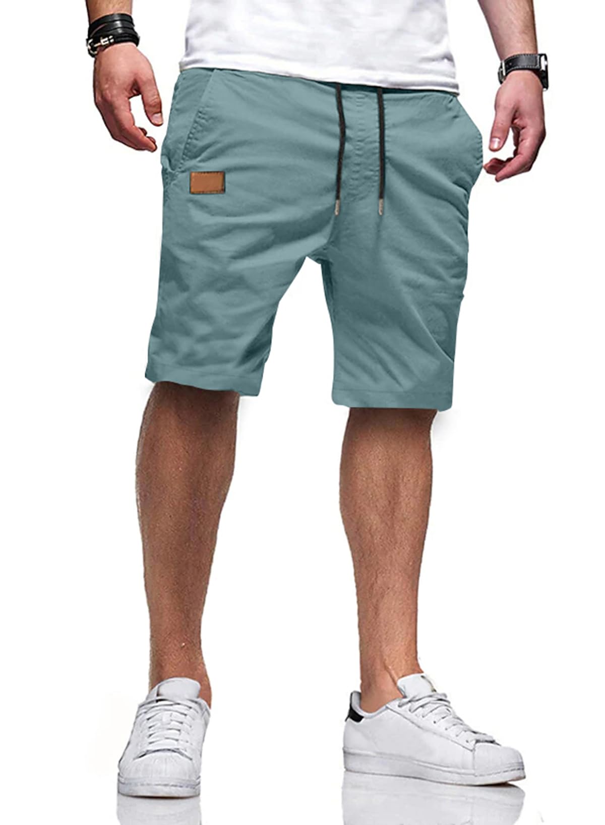 JMIERR Mens Cotton Stretch Shorts Casual Drawstring Twill Chino Shorts