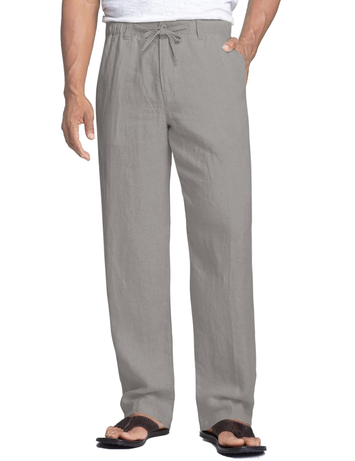 COOFANDY Men's Linen Pants Casual Lightweight Drawstring Beach Summer Pant