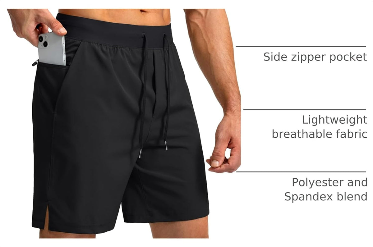 Soothfeel Men's Athletic Running Shorts Zipper Pockets 9"/7"/5 Workout Gym