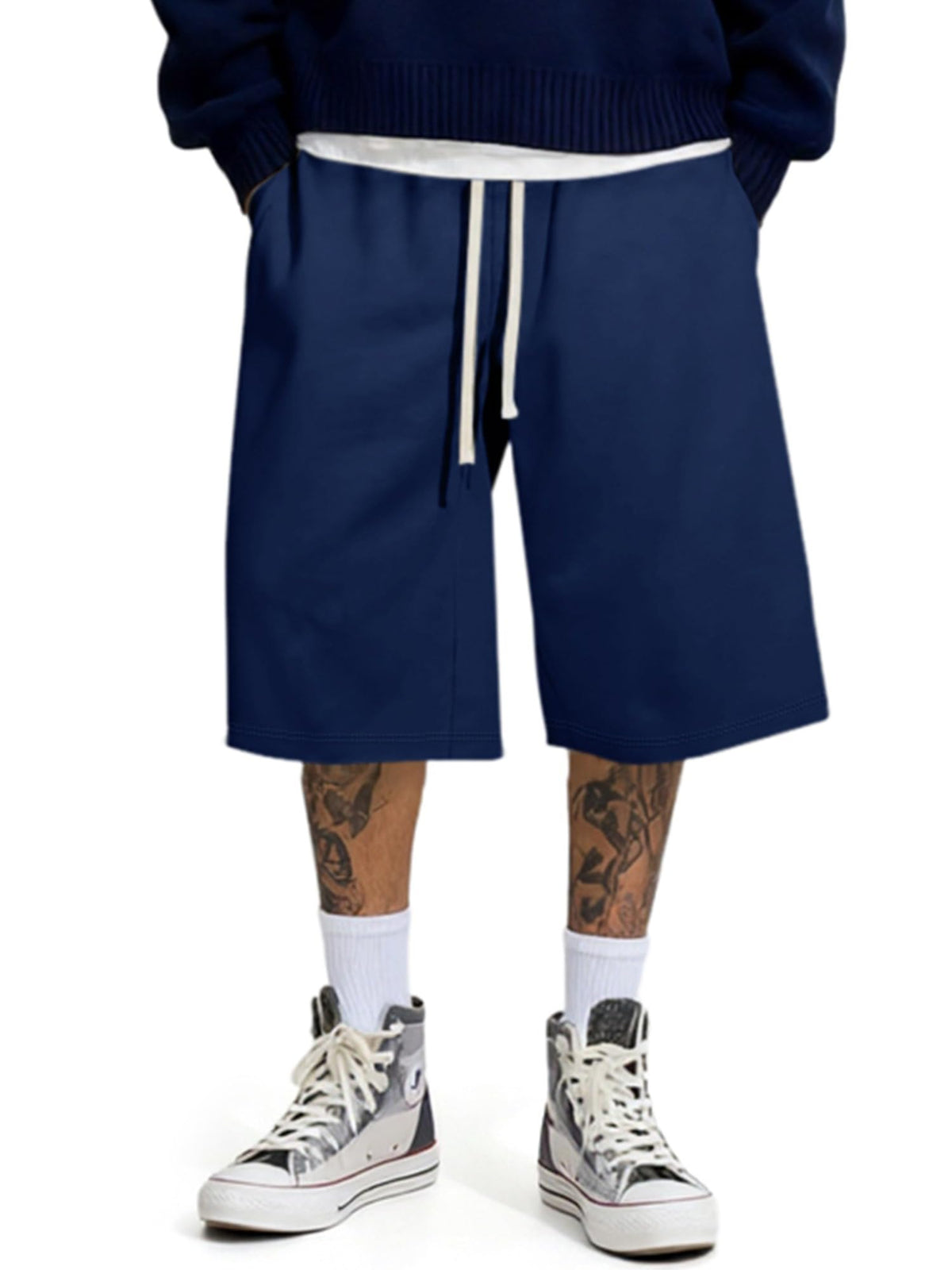 JMIERR Men's Baggy Sweat Shorts Below Knee Drawstring