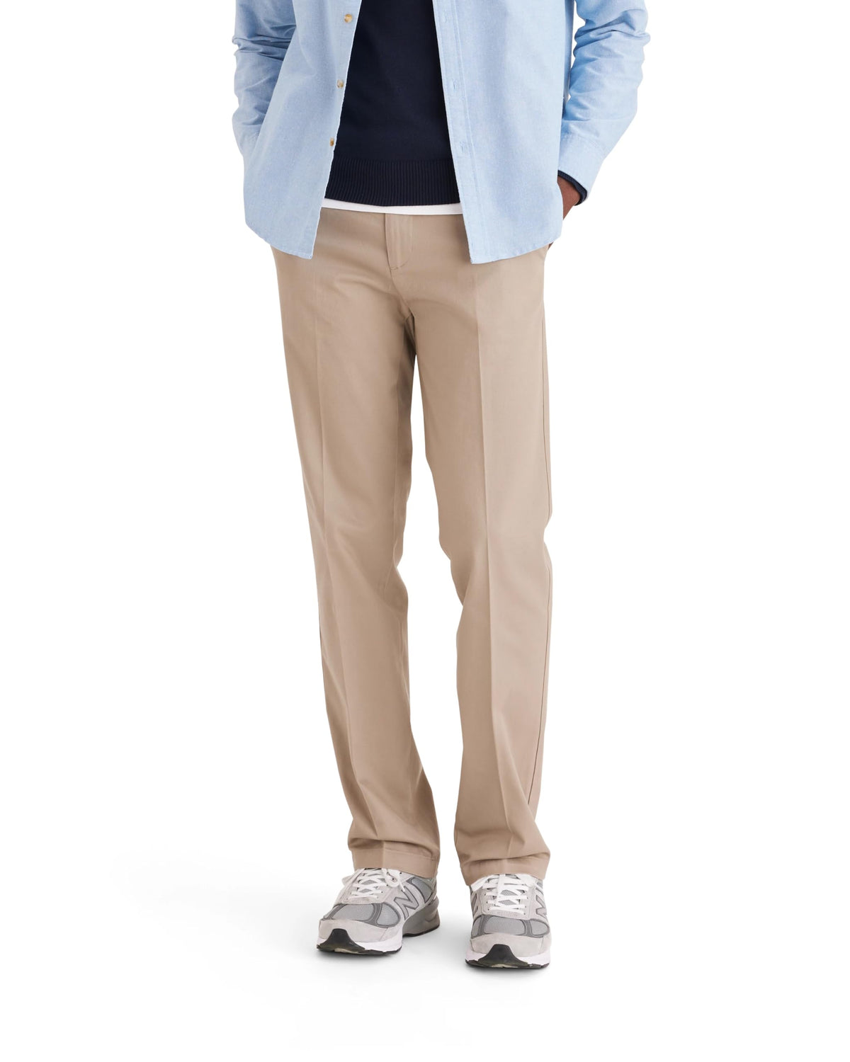 Dockers Mens Straight Fit Signature Lux Cotton Stretch Khaki Pant - Creased