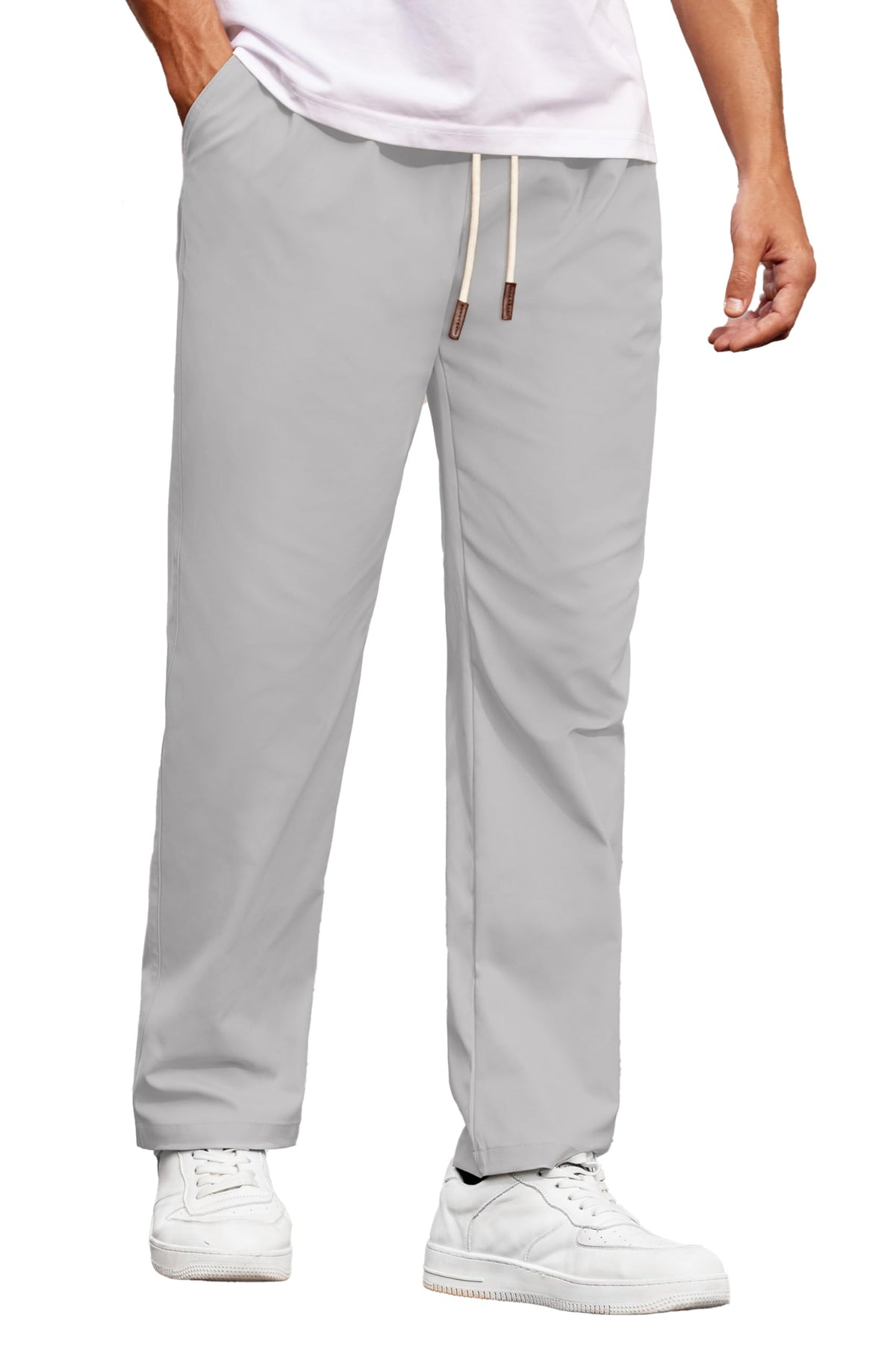 COOFANDY Men's Casual Chino Pants Drawstring Elastic Waist Relaxed Fit Pant