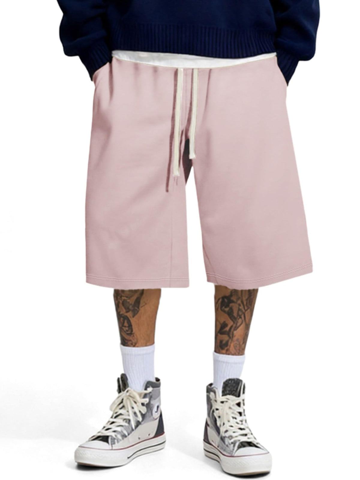 JMIERR Men's Baggy Sweat Shorts Below Knee Drawstring