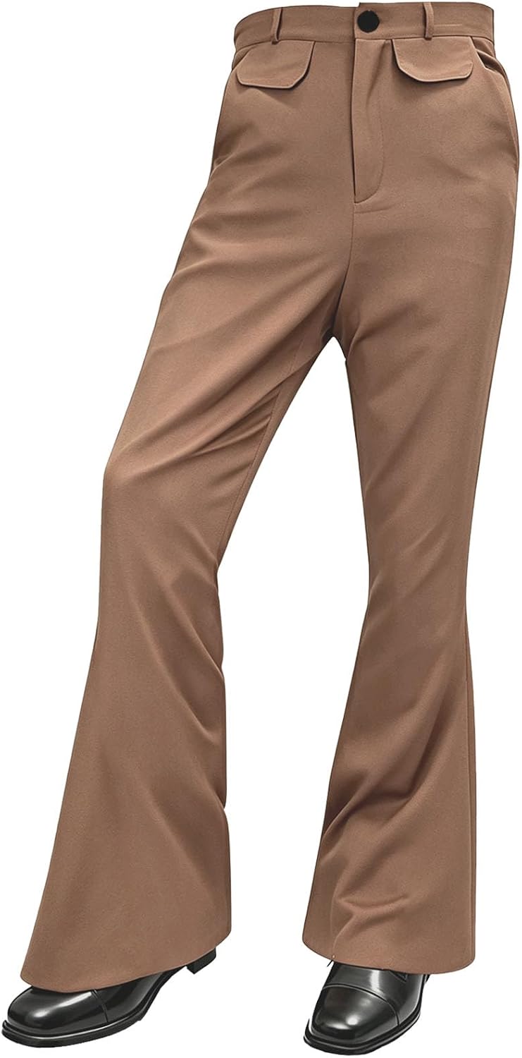 Mens Bell Bottom Pants 70s Disco Outfits for Men Flared Pants
