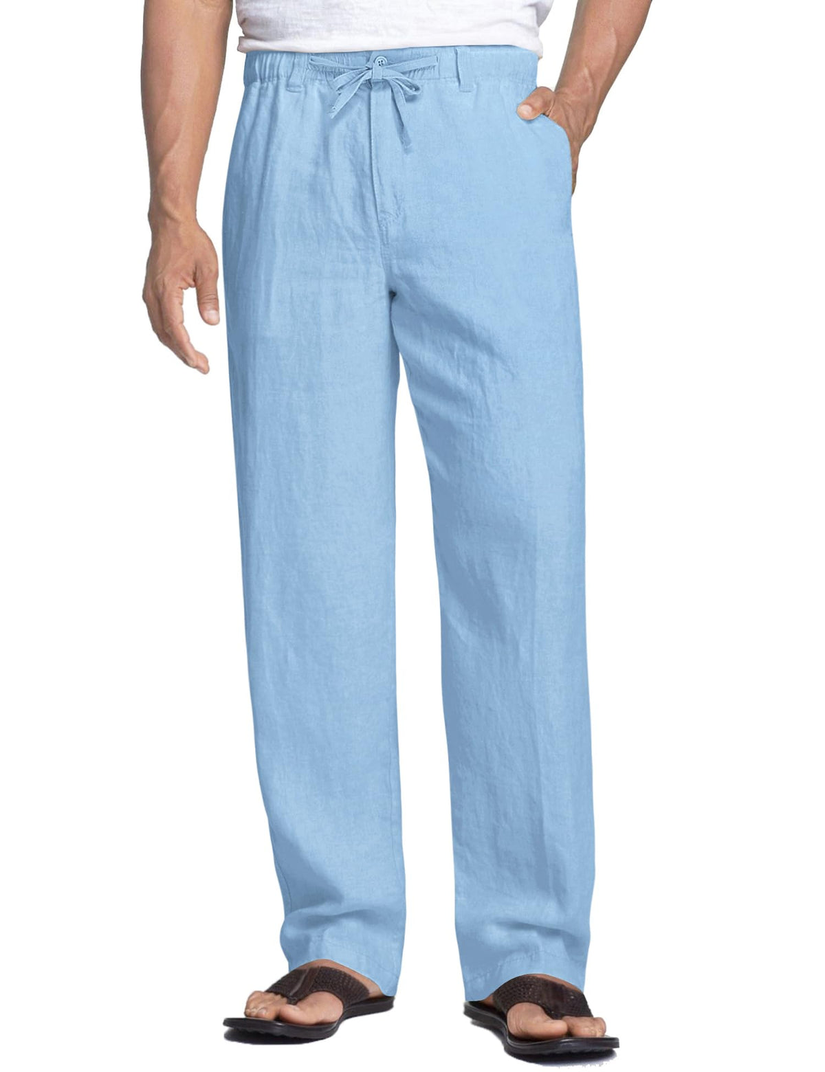 COOFANDY Men's Linen Pants Casual Lightweight Drawstring Beach Summer Pant