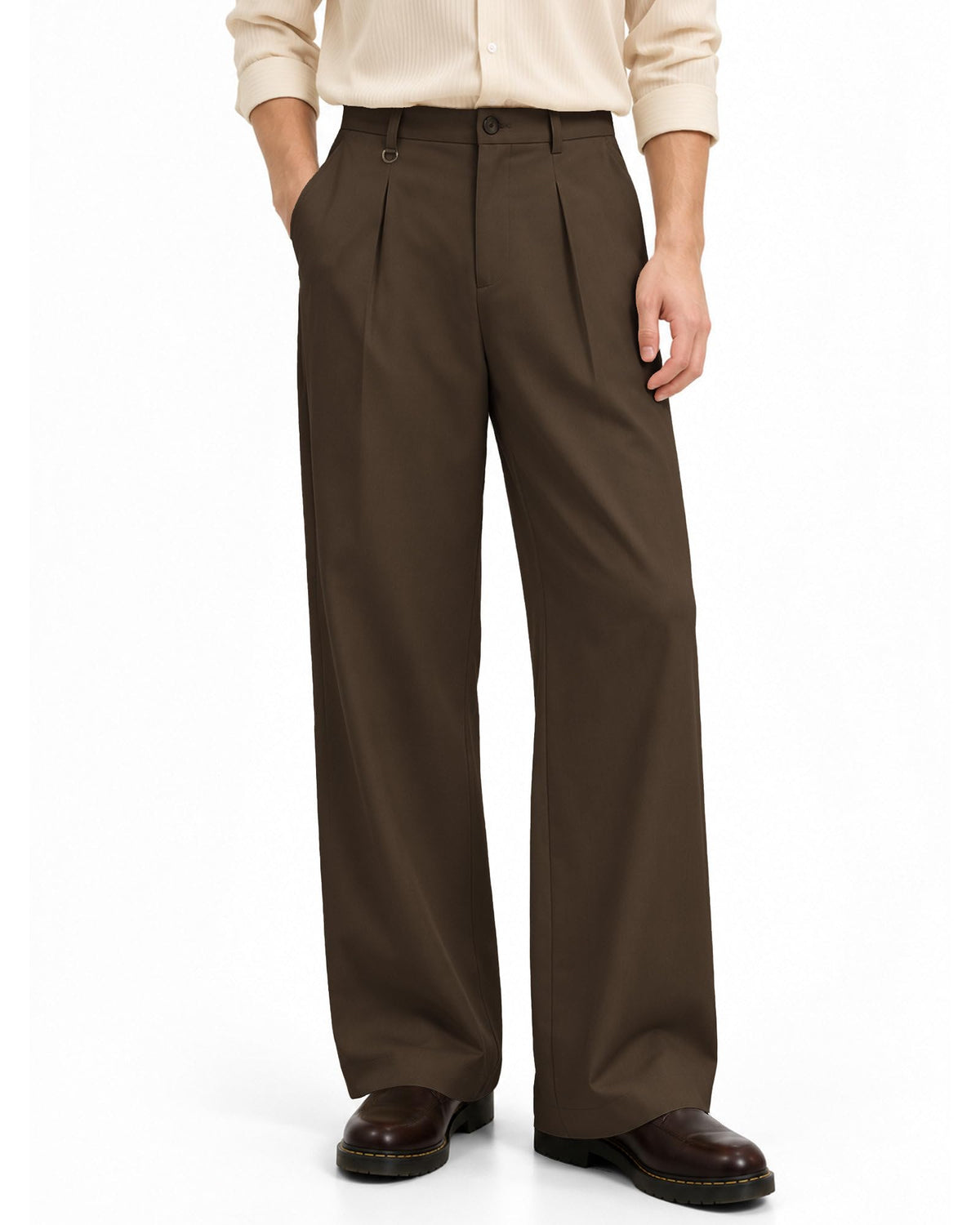 ZKMAN Men's Wide Leg Pleated Dress Pants Drawstring Elastic Waist Slacks
