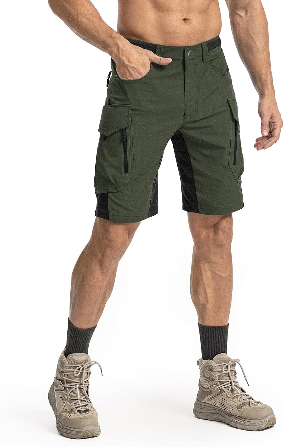 Moosehill Men's Hiking Cargo Shorts: Quick Dry 9 Pockets (Self-Storing)