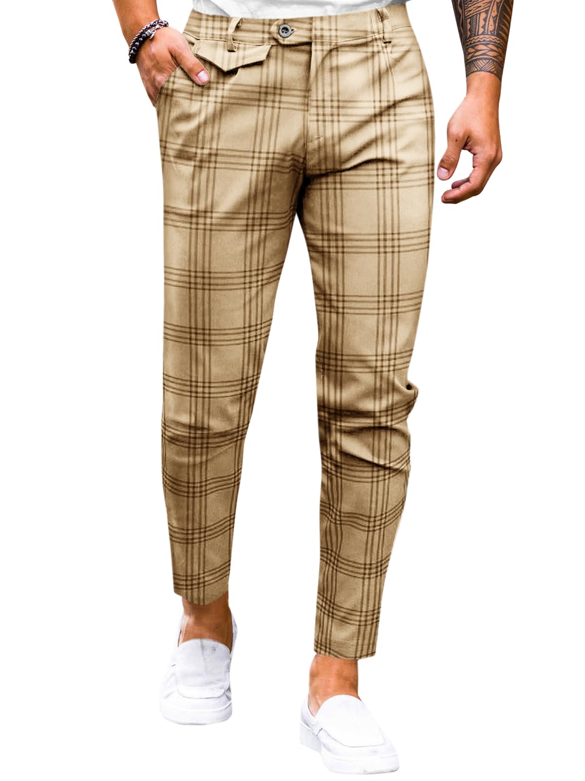 Mens Chinos Slim Fit Pants Stretch Tapered Dress Pant Casual Trousers