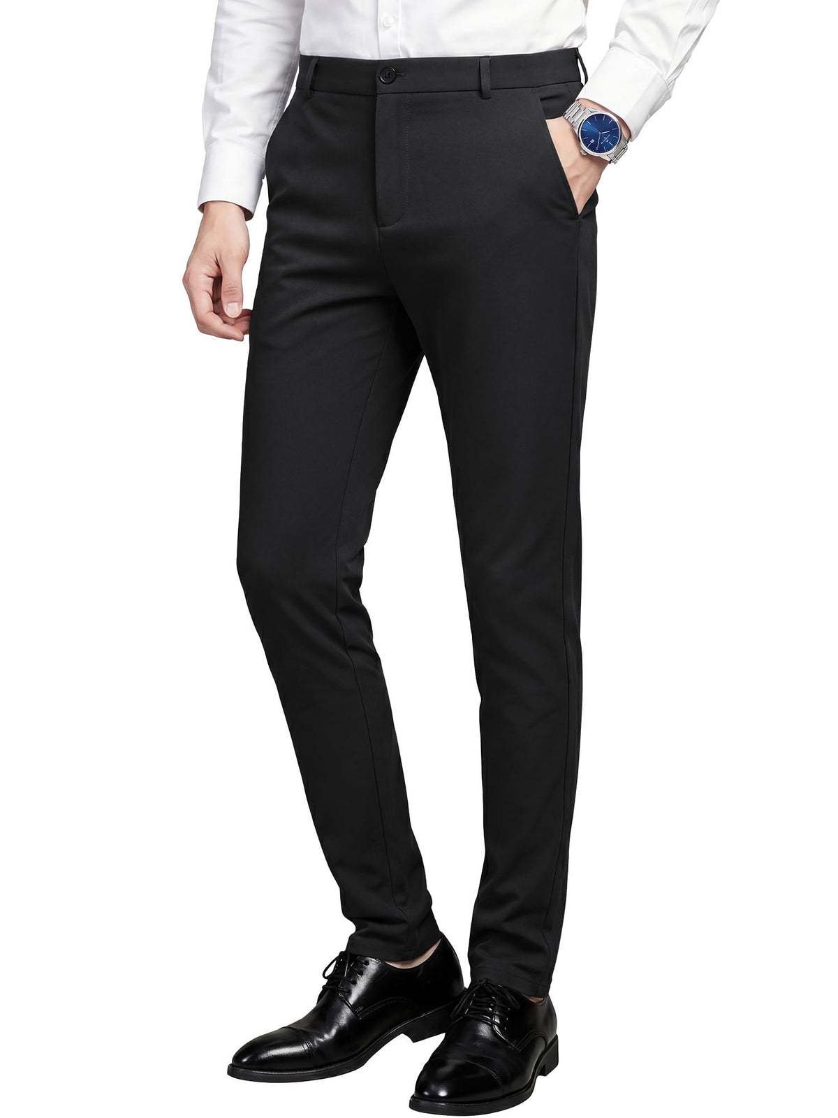 WEEN CHARM Men’s Stretch Dress Pants Skinny Slim Fit Suit Pants Business Causal Lightweight Pant