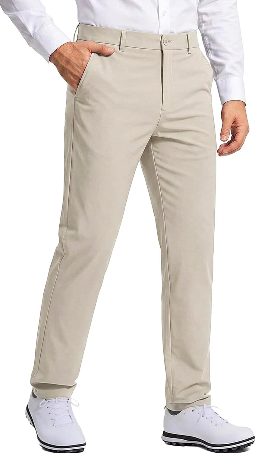 Mens Classic Fit Golf Pants, Stretch Business Casual Dress Pants for Men, Quick Dry Lightweight Work Slacks with Pockets