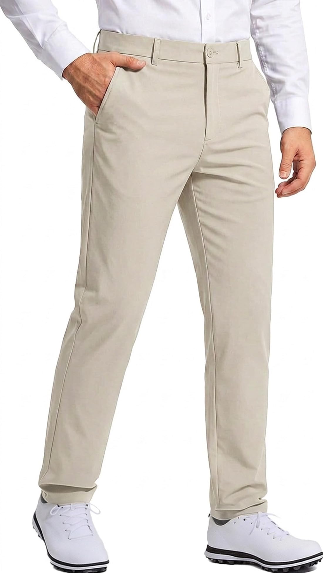 Mens Classic Fit Golf Pants, Stretch Business Casual Dress Pants for Men, Quick Dry Lightweight Work Slacks with Pockets