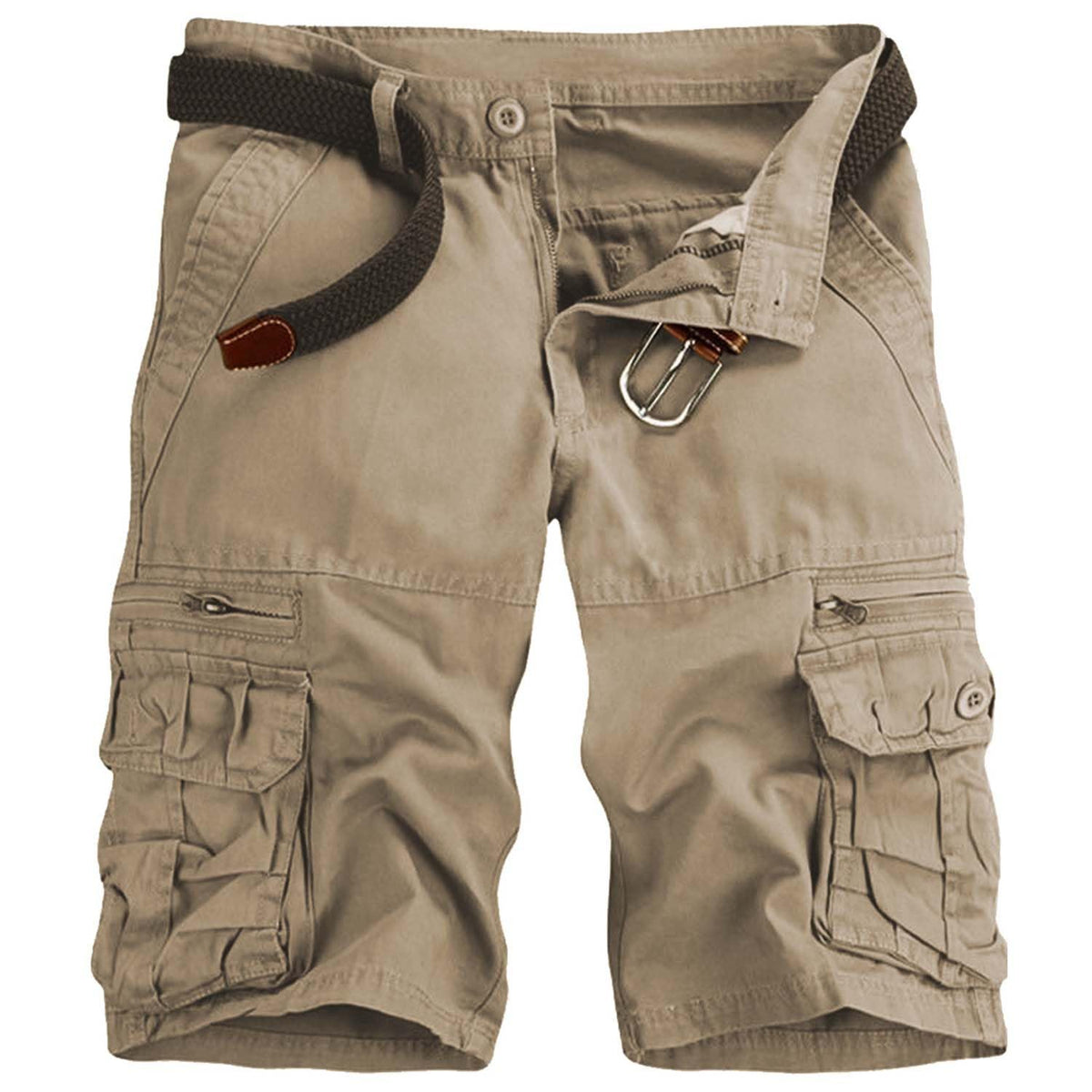 GLESTORE Mens Cargo Shorts Cotton Work Casual Shorts for Men Multi Pockets