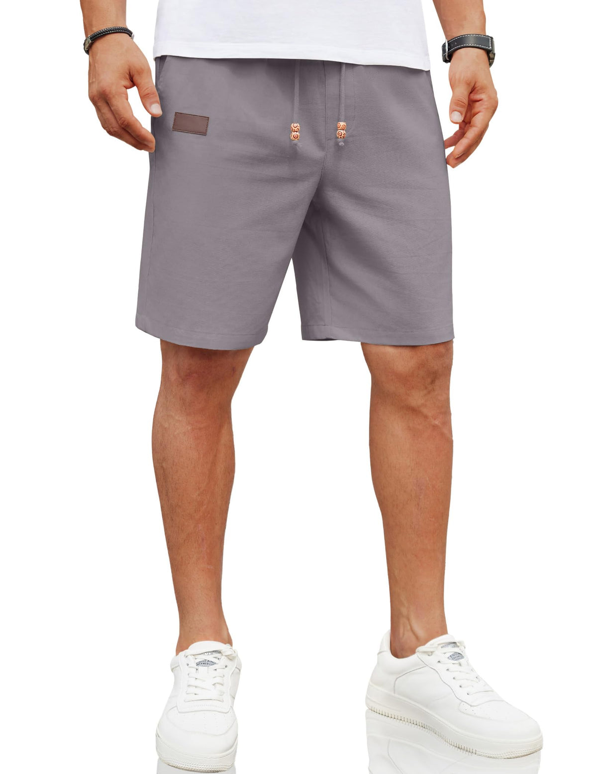 COOFANDY Men Linen Beach Shorts Casual Drawstring Summer Vacation Shorts