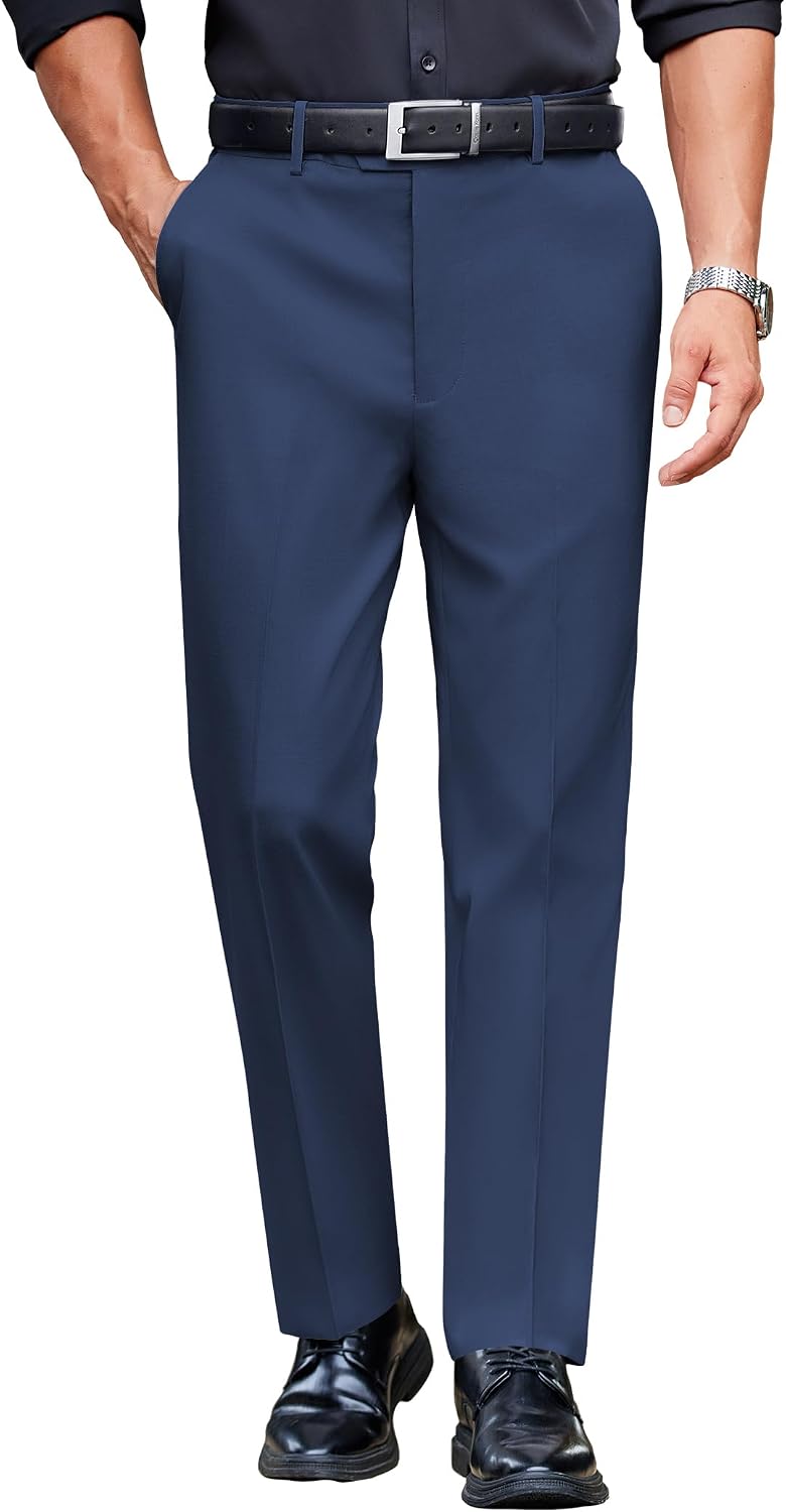 COOFANDY Men Dress Pants Slim Fit Expandable Waist Suit Pant Casual Slacks