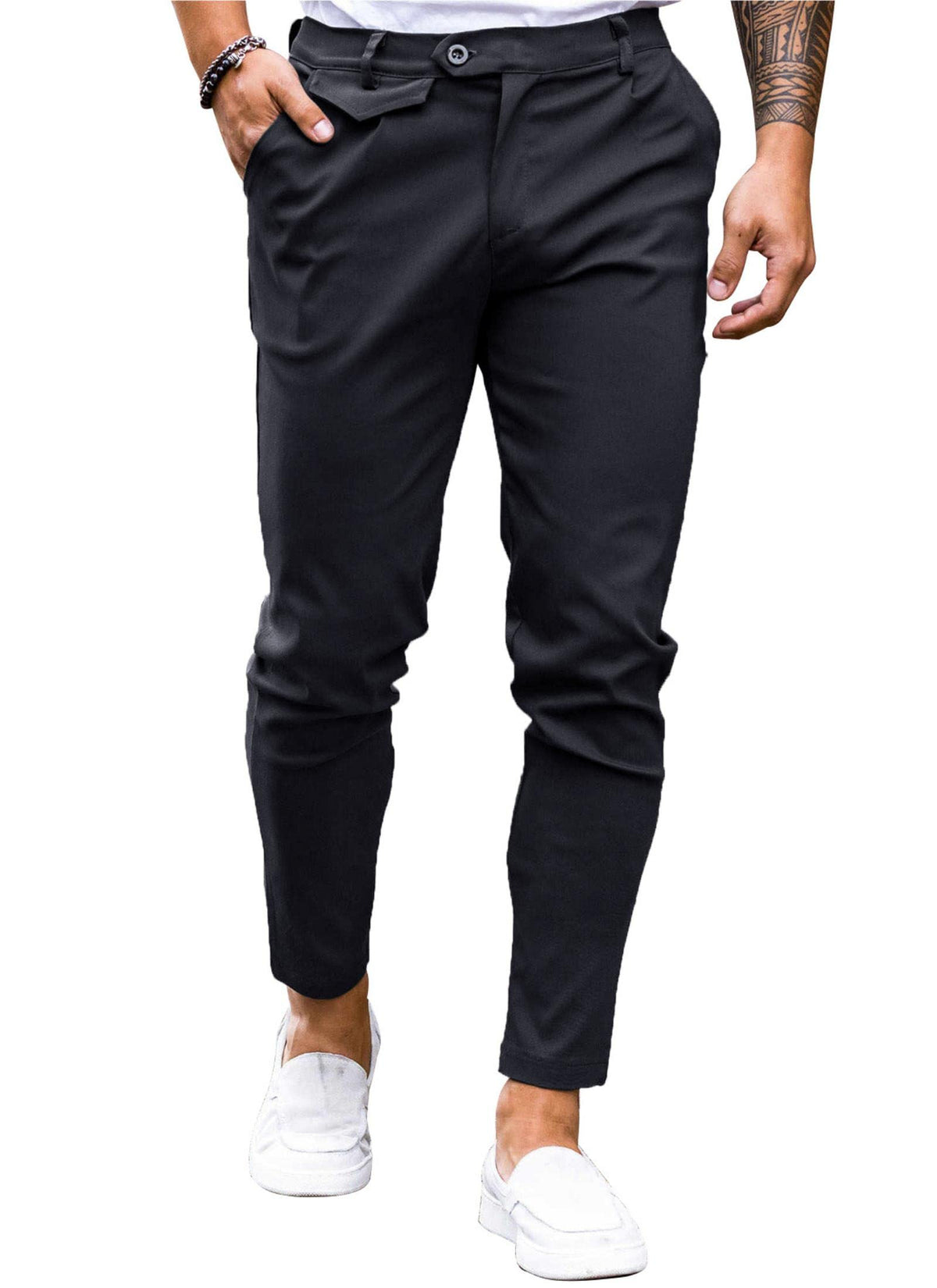 Mens Chinos Slim Fit Pants Stretch Tapered Dress Pant Casual Trousers