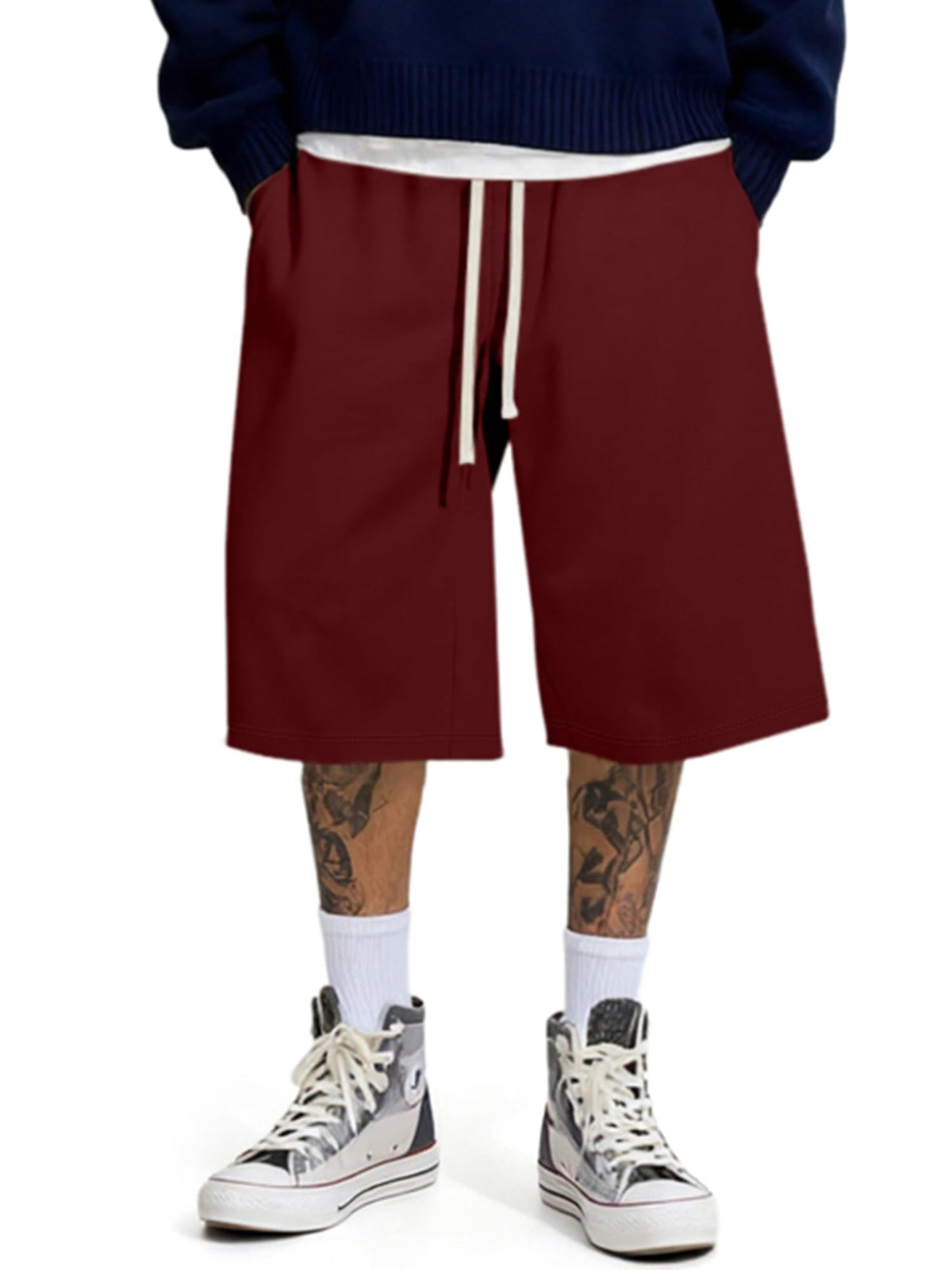 JMIERR Men's Baggy Sweat Shorts Below Knee Drawstring