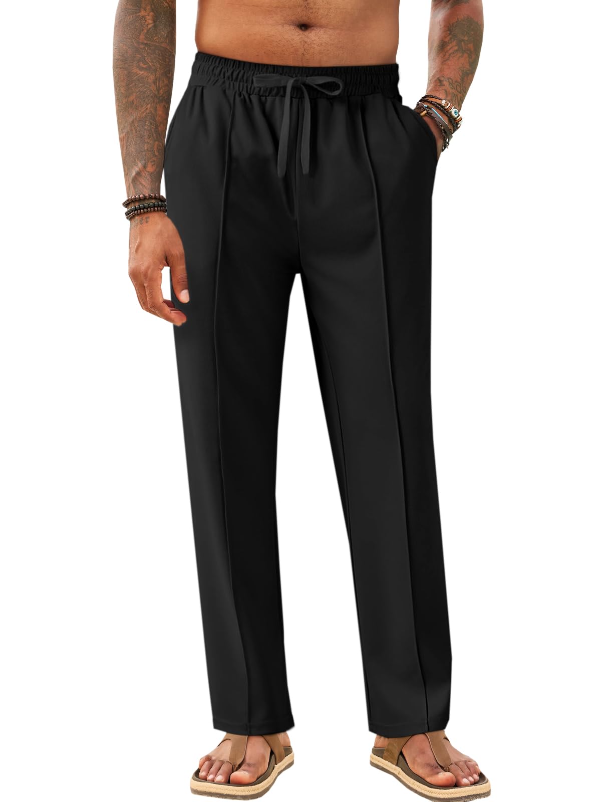 Makkrom Mens Casual Pants Lightweight Summer Beach Dress Pants