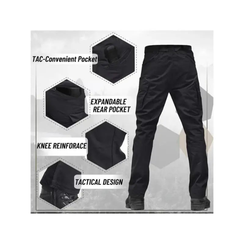 4 Pairs Men's High-Performance Tactical Cargo Pants - Durable Tear-Resistant Multi-Pocket Design, All-Season Outdoor Hiking Camping Work Trousers (No Belt Included), Camping Gear,  Fabric, Secure Drawstring Waistband Menswear Polyester