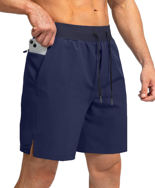 Soothfeel Men's Athletic Running Shorts Zipper Pockets 9"/7"/5 Workout Gym