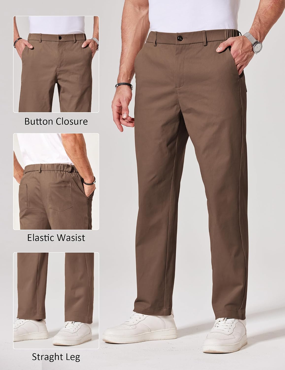 COOFANDY Mens Chino Pants Casual Business Dress Pants Stretch Golf Trousers with Pockets