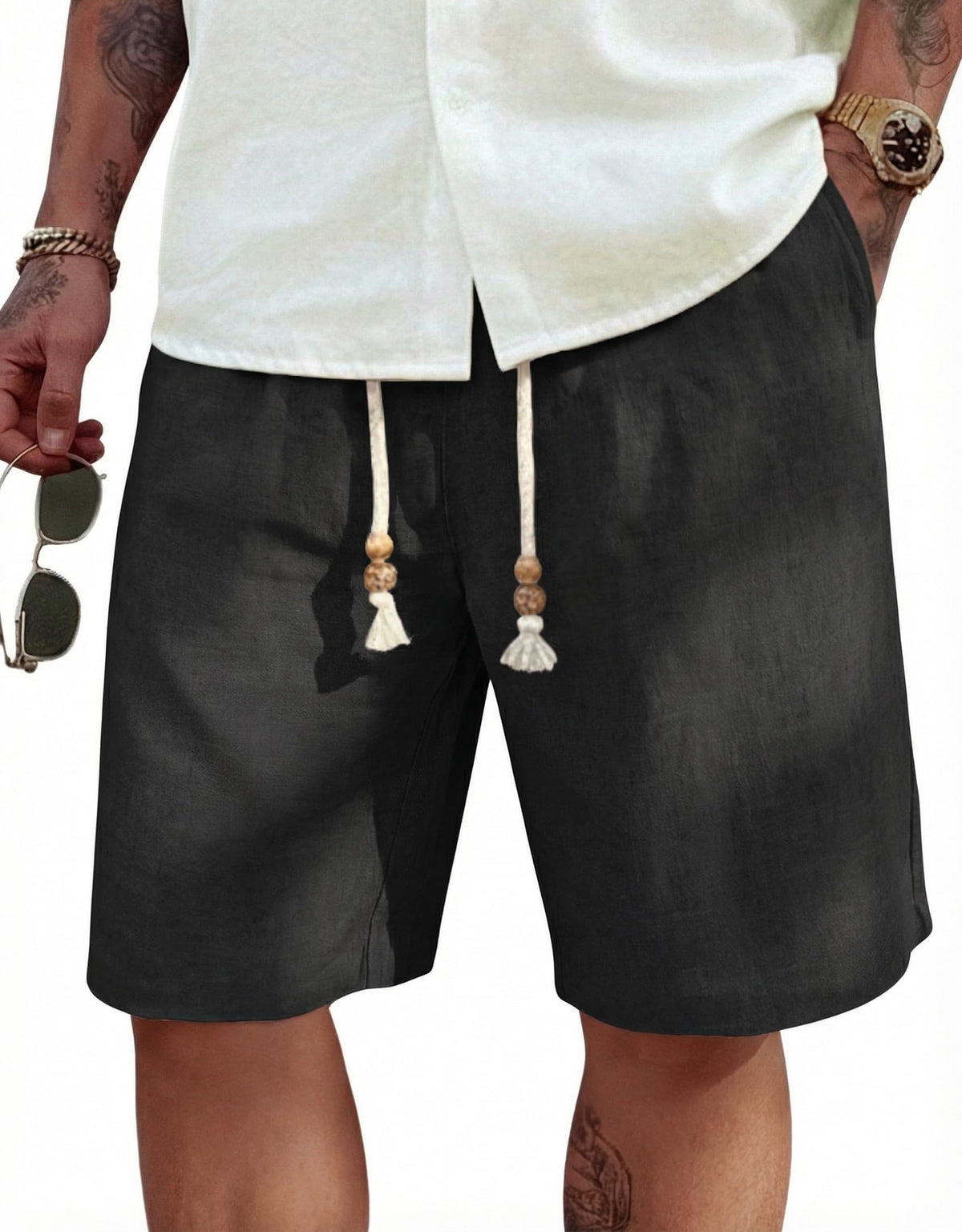 COOFANDY Men's Linen Shorts Casual Summer Beach 9"/ 7" Drawstring Shorts