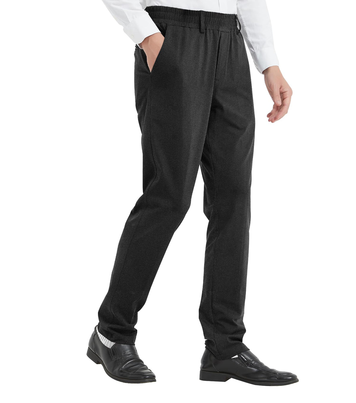 LETAOTAO Mens Elastic Waist Pants for Seniors High Stretch Expandable Waist Slacks for Elderly with Magnet Button