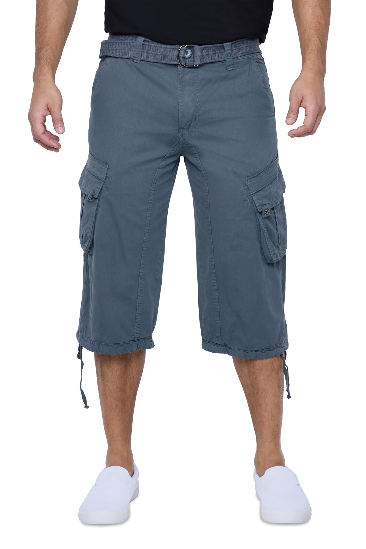 X RAY Men's Belted Long Cargo Shorts for Men, Below Knee Length Mens Cargo Shorts, 3/4 Pants (Big and Tall Shorts for Men)