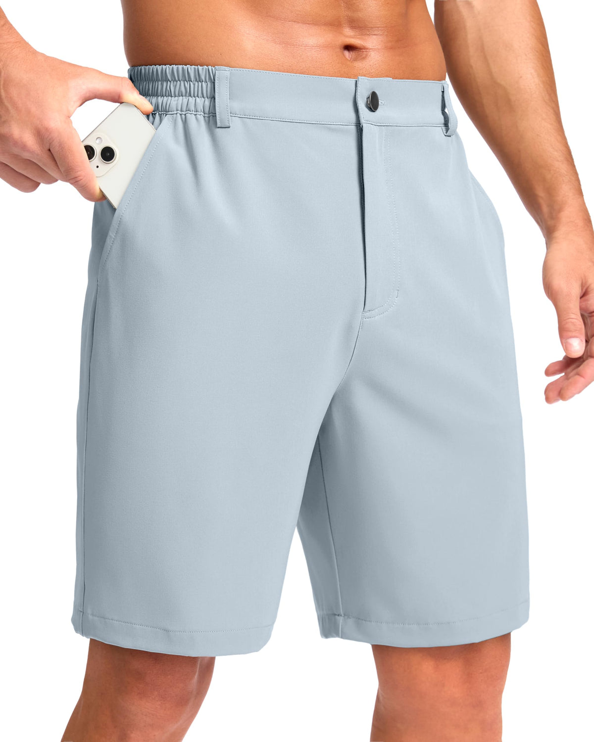 Pudolla Men's Casual Shorts 7"/9"/5" Lightweight Golf Shorts with 3 Pockets Stretch Quick Dry Comfy Work Shorts
