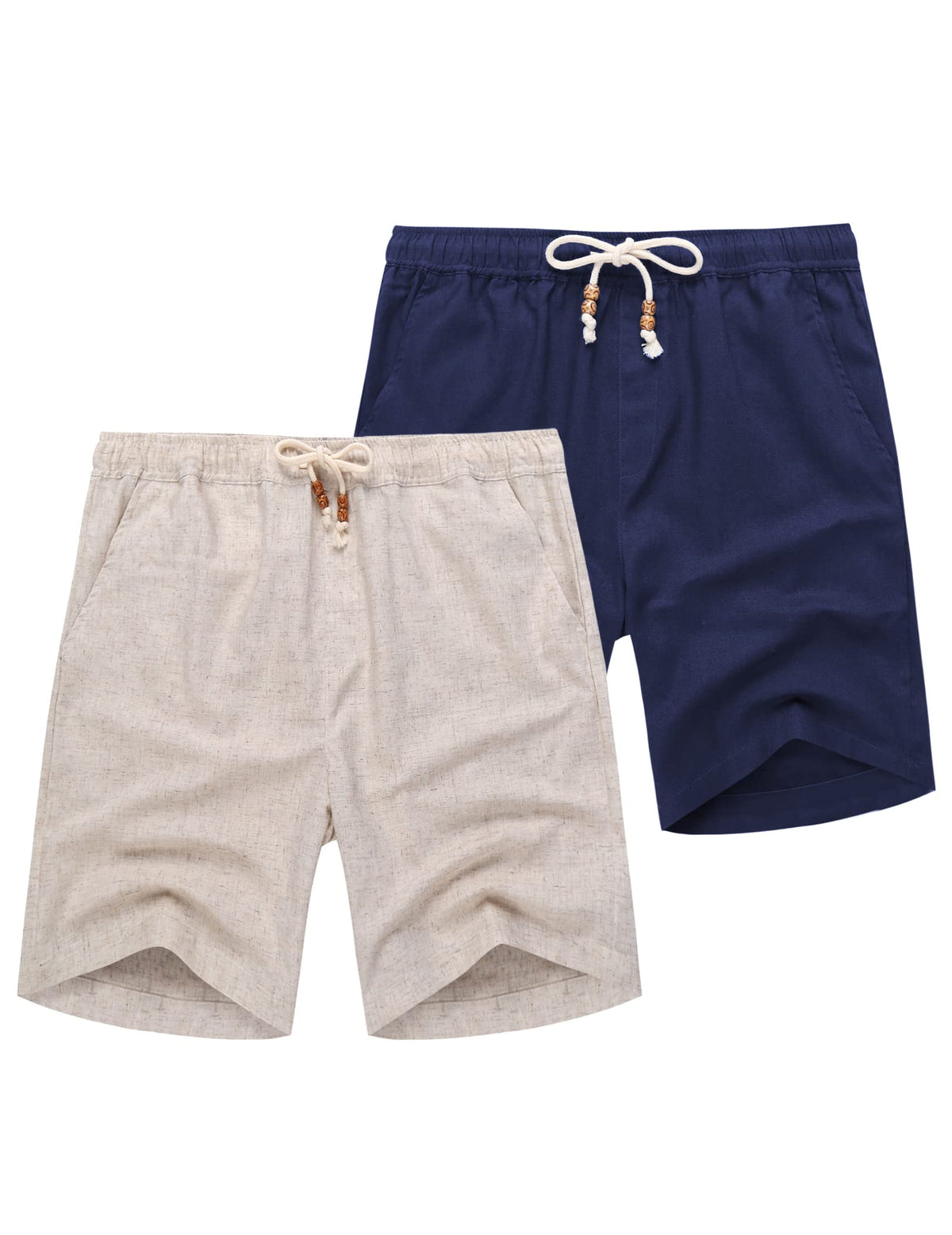COOFANDY Men's Linen Shorts Casual Summer Beach 9"/ 7" Drawstring Shorts