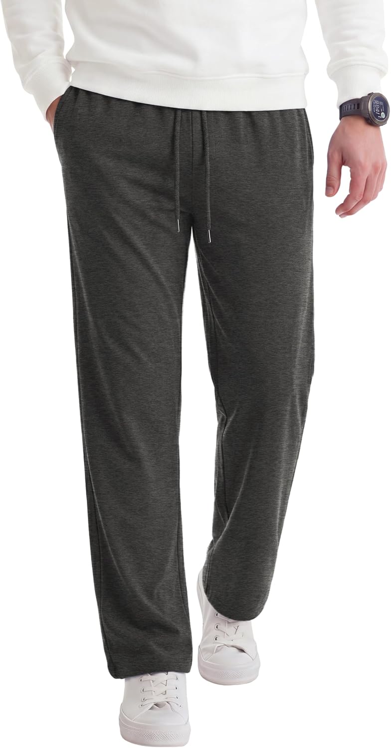 COOFANDY Men's Casual Cotton Pant Knit Elastic Waist Yoga Pant with Pocket