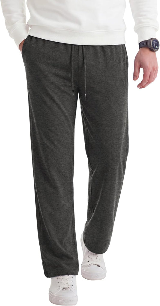 COOFANDY Men's Casual Cotton Pant Knit Elastic Waist Yoga Pant with Pocket