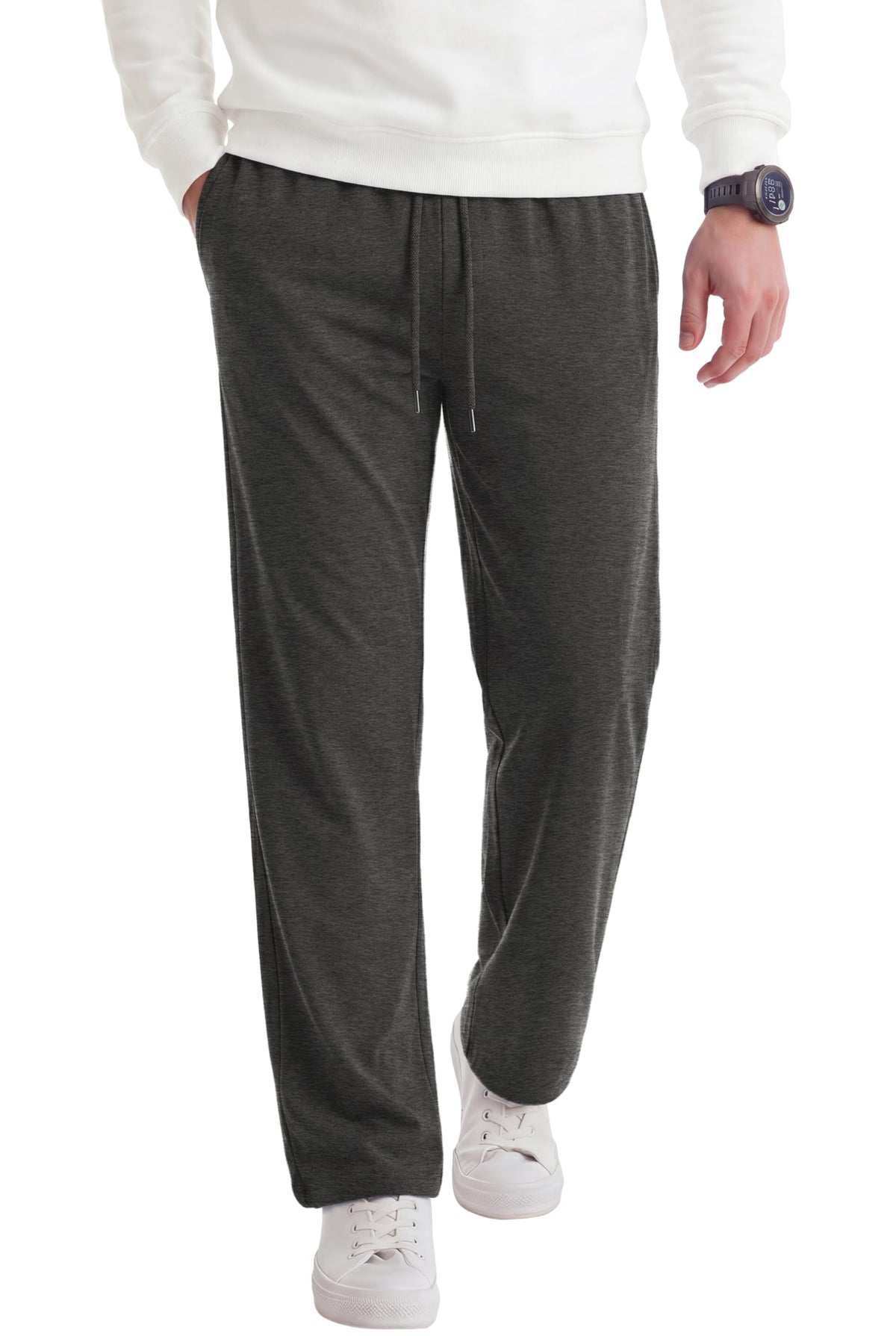COOFANDY Men's Casual Cotton Pant Knit Elastic Waist Yoga Pant with Pocket