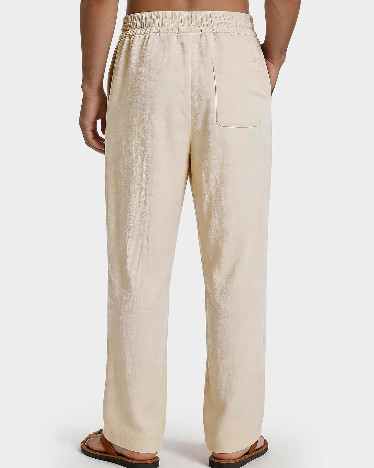 Men's Casual Pants Elastic Waist with Drawstring Loose Fit Beach Summer Trousers for Travel and Lounge Wear