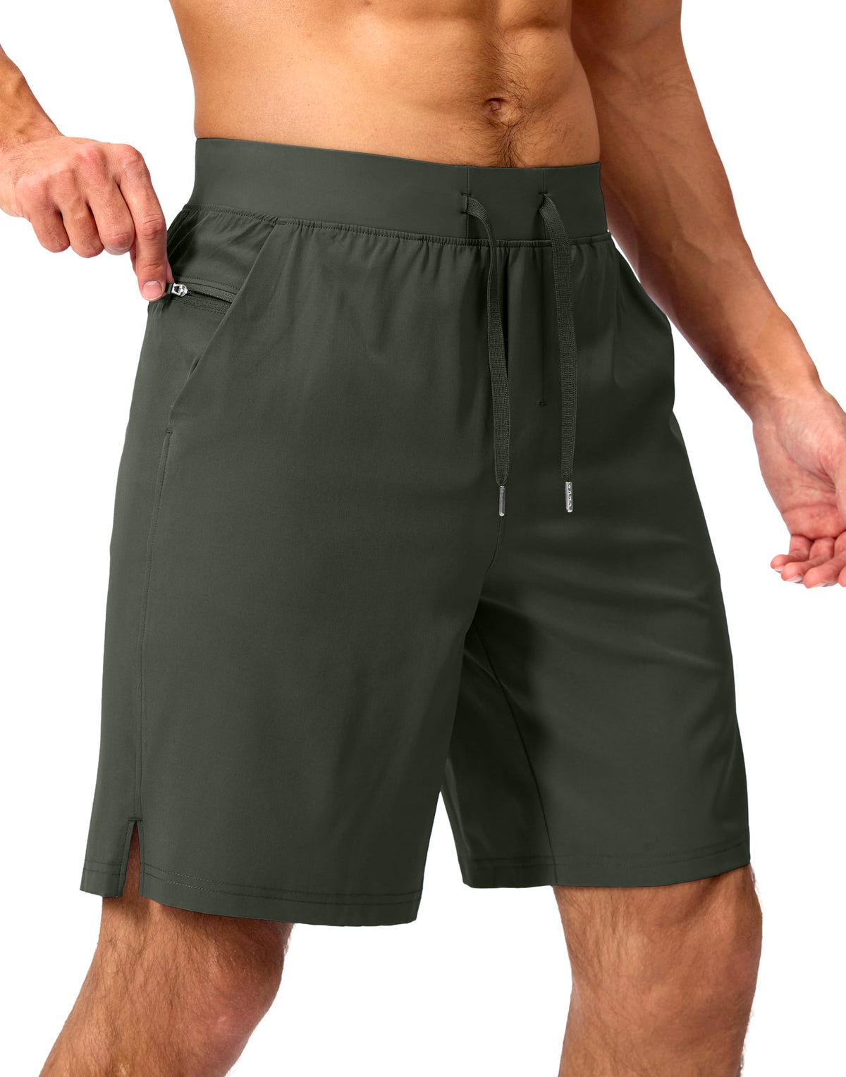 Soothfeel Men's Athletic Running Shorts Zipper Pockets 9"/7"/5 Workout Gym