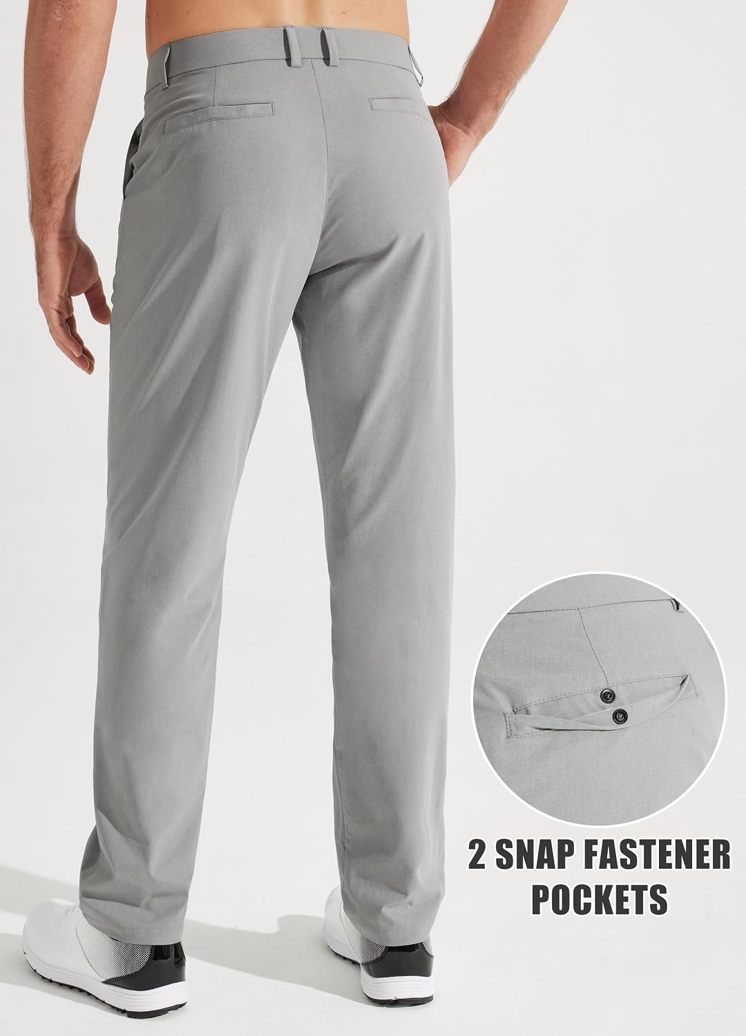 Libin Mens Golf Pants Stretch Work Dress Pants 30"/32"/34" Quick Dry Lightweight Casual Comfy Trousers with Pockets