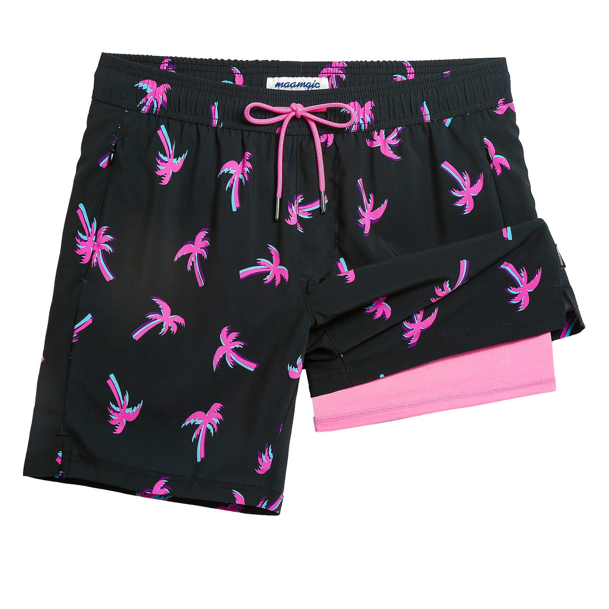 maamgic 2 in 1 Mens Swim Trunks 7 Inch Swim Shorts Swim Suits Board Shorts