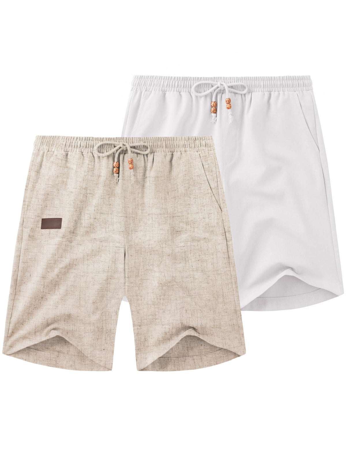 COOFANDY Men Linen Beach Shorts Casual Drawstring Summer Vacation Shorts