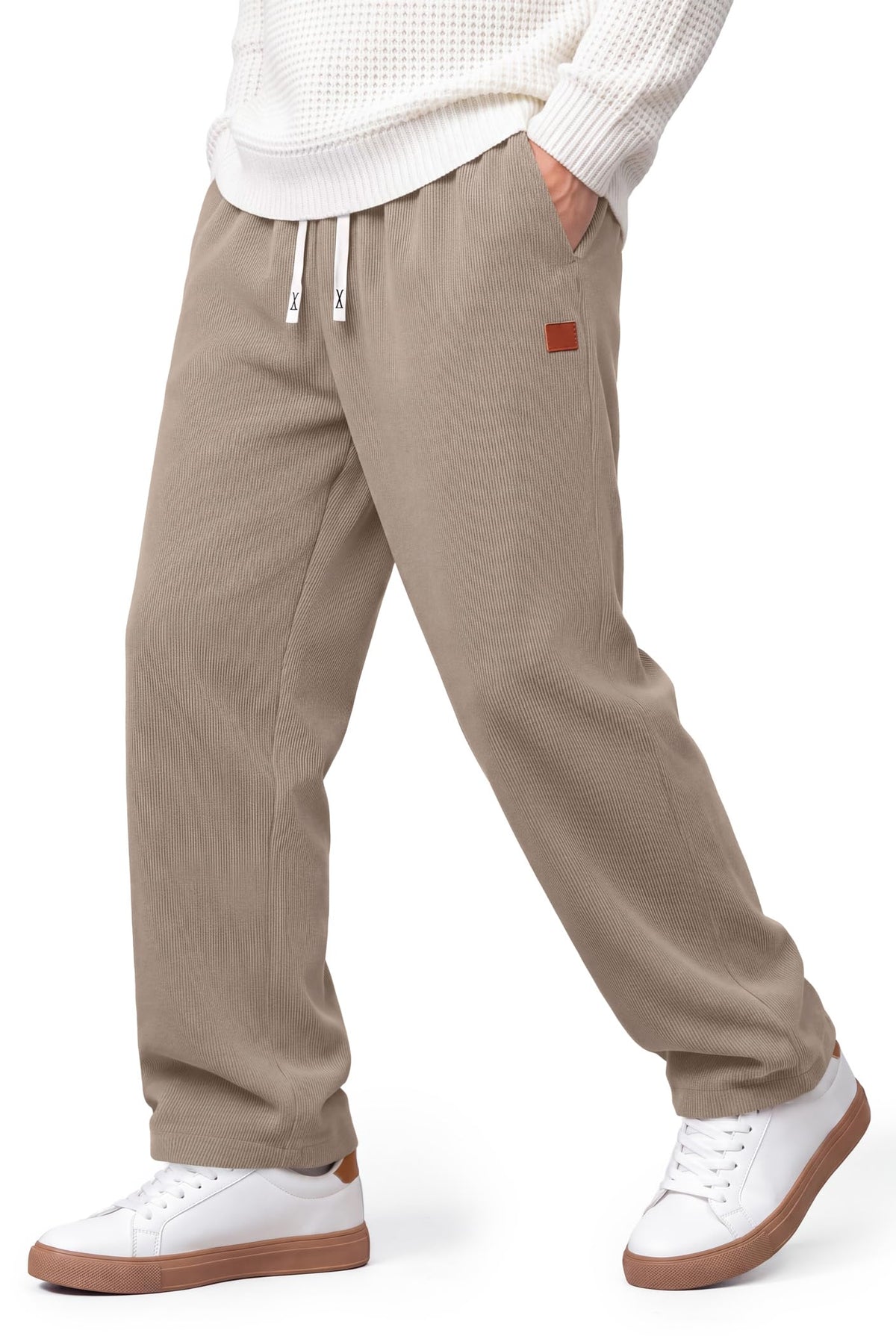 COOFANDY Mens Corduroy Pants Casual Elastic Waist Drawstring Sweatpants