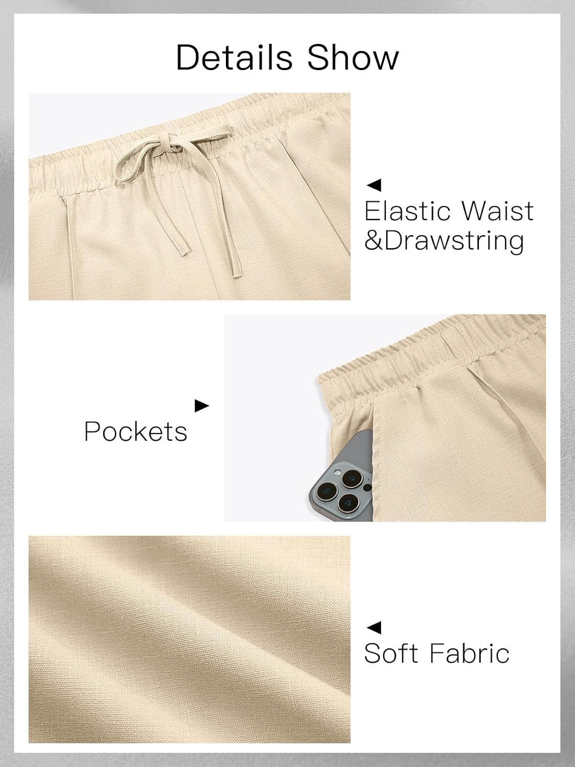 Makkrom Mens Casual Pants Lightweight Summer Beach Dress Pants